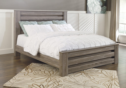 Zelen Warm Gray King Panel Bed - Gate Furniture