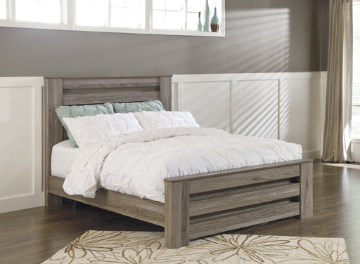 Zelen Warm Gray Queen Panel Bed - Gate Furniture