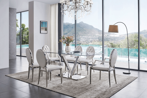 Zig Zag Dining Table With 110 White Chairs Set - Gate Furniture