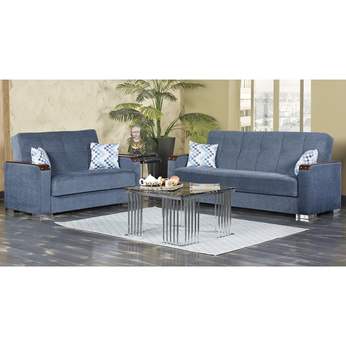 Zurich 65 in. Convertible Sleeper Loveseat in Greyish Blue with Storage - LS-ZURICH-BLUE - In Stock Furniture