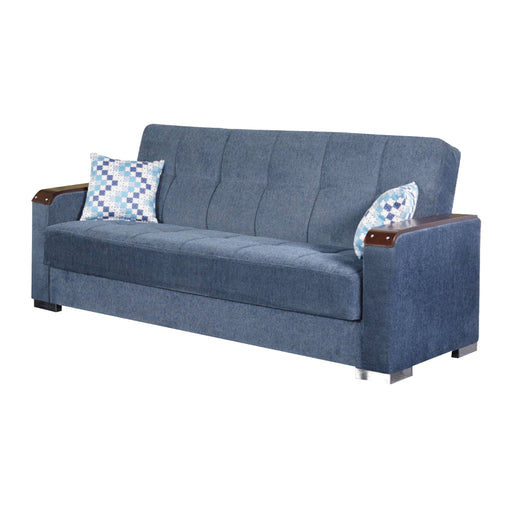 Zurich 89 in. Convertible Sleeper Sofa in Blue with Storage - SB-ZURICH-BLUE - In Stock Furniture